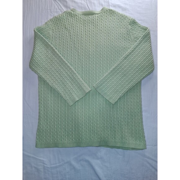 Jones NY Sweater Woman XL Green Button V Neck Rib Knit Tunic Stretch Casual Work - Picture 3 of 4